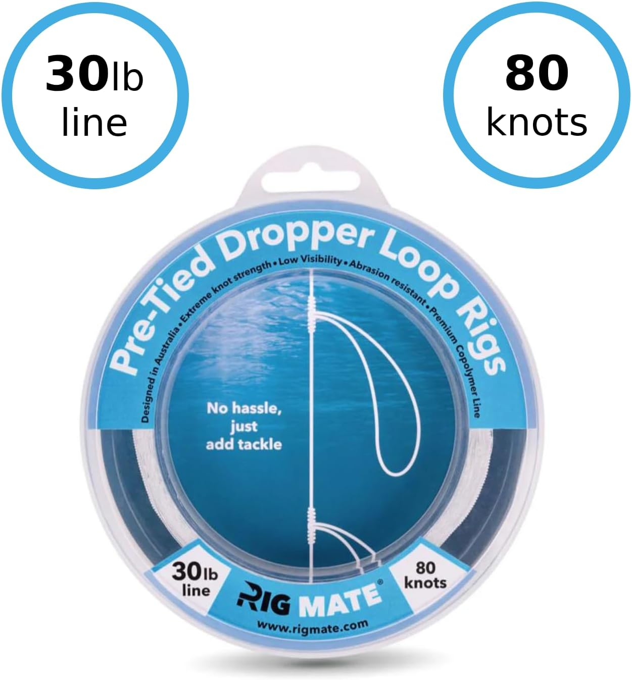 Pre-Tied Dropper Loop Rigs - 30 Lb. Tested Fishing Line Spool - 80 Loops 18 Inches Apart with 5.5 Inch Loop Size - Perfect for Saltwater & Freshwater Fishing. Perfect for Snapper & Other Game Fishing. image number 4