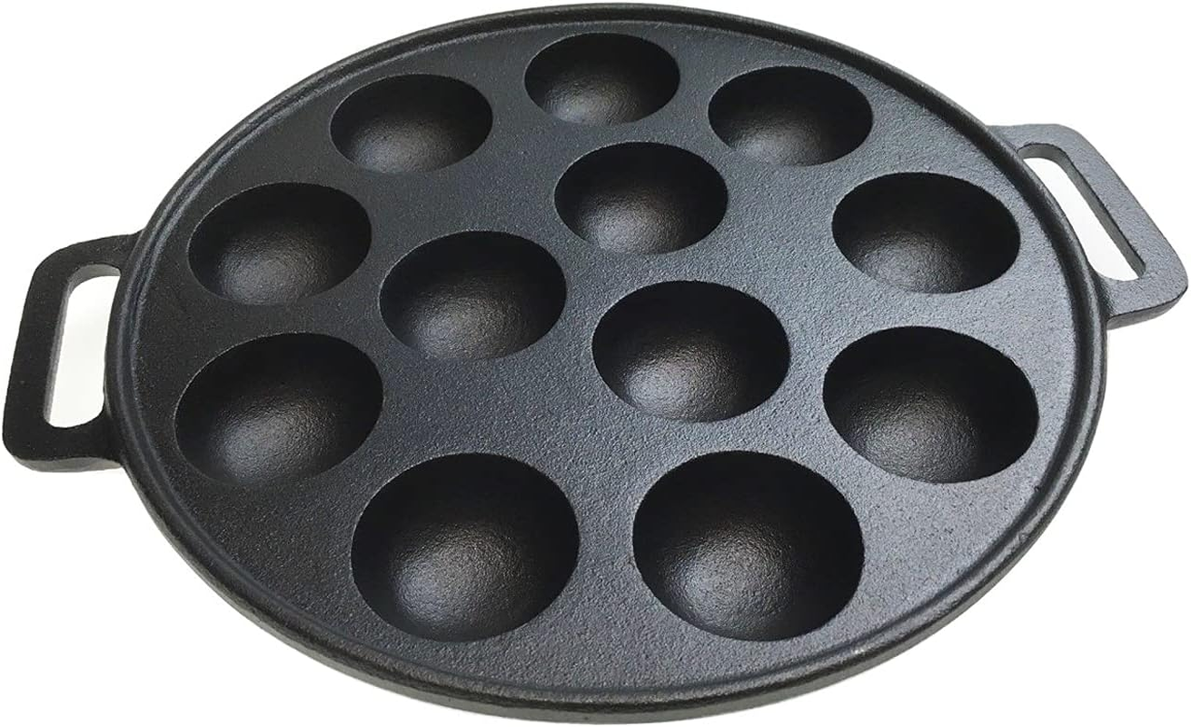 Boutique Retailer 12 Dimple Cast Iron Poffertjes Mini Dutch Pancake Cake Pan with Handles Maker image number 2