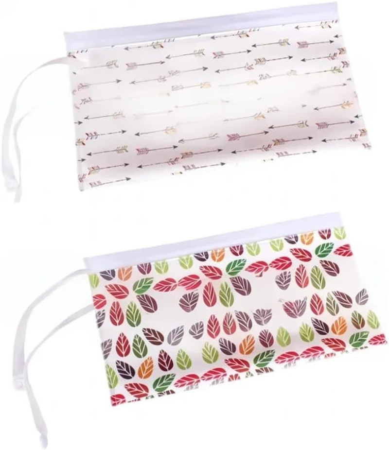 Portable Pouch Bags Set, 2 Pack Wet Wipe Holder Container, Reusable and Refillable Personal Travel Wet Wipes Dispenser Cases (Multiple Colors, 24 * 13.5CM) image number 3