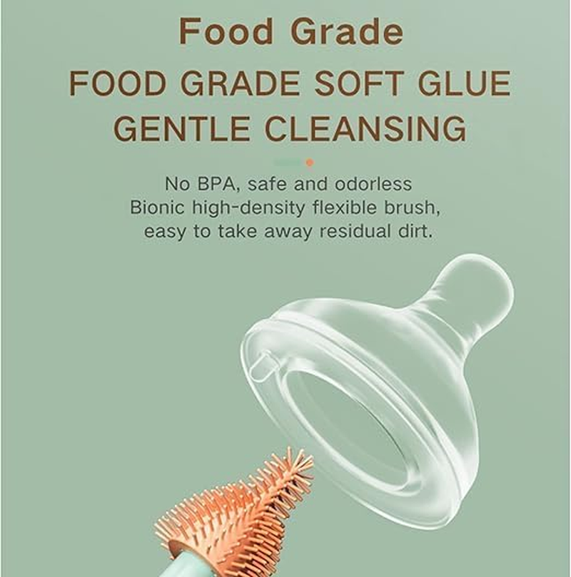 Baby Bottle Brush Set Electric Bottle Brush with Silicone Nipple Brushes Straw Cleaner Rechargeable Water Bottle Cleaner