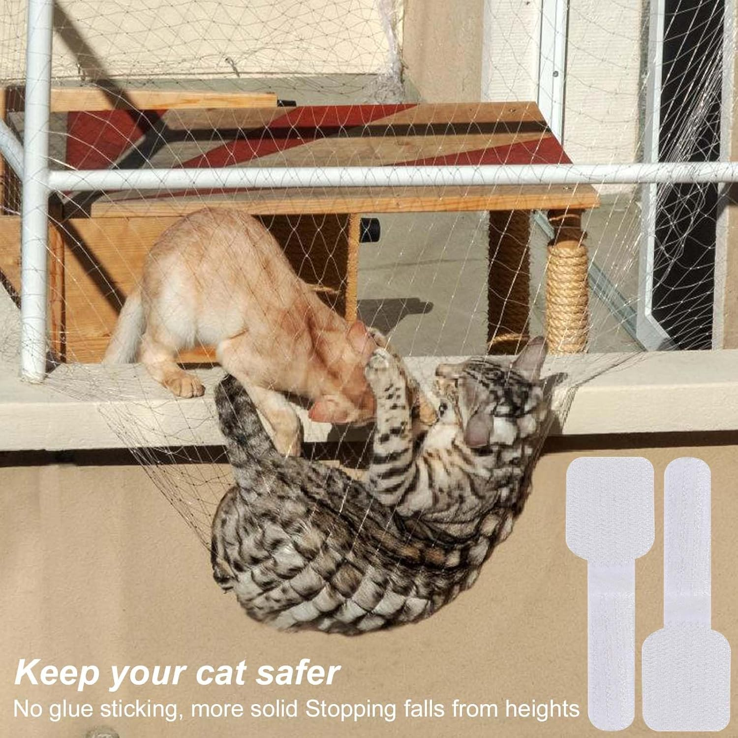 Pack of 100 Outdoor Adhesive Hooks, Transparent Hooks for Cat Nets, Adhesive Hooks, Extra Strong Outdoor, Fixation for Balcony Net for Cats, Cat Protection Net, Cat Net No Drilling (Without Cat Net) image number 2