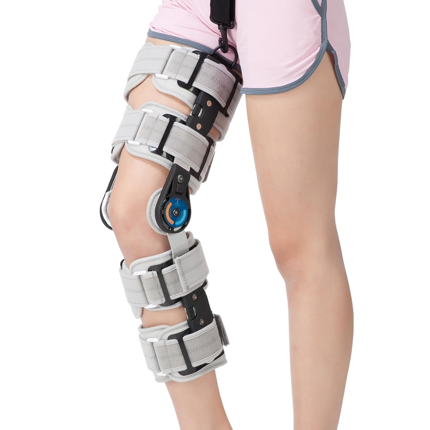 Hinged ROM Knee Brace with Side Stabilizers, Adjustable Post Op Knee Immobilizer for Meniscus Tear, ACL, PCL, MCL, Arthritis, Orthopedic Support after Surgery image number 4