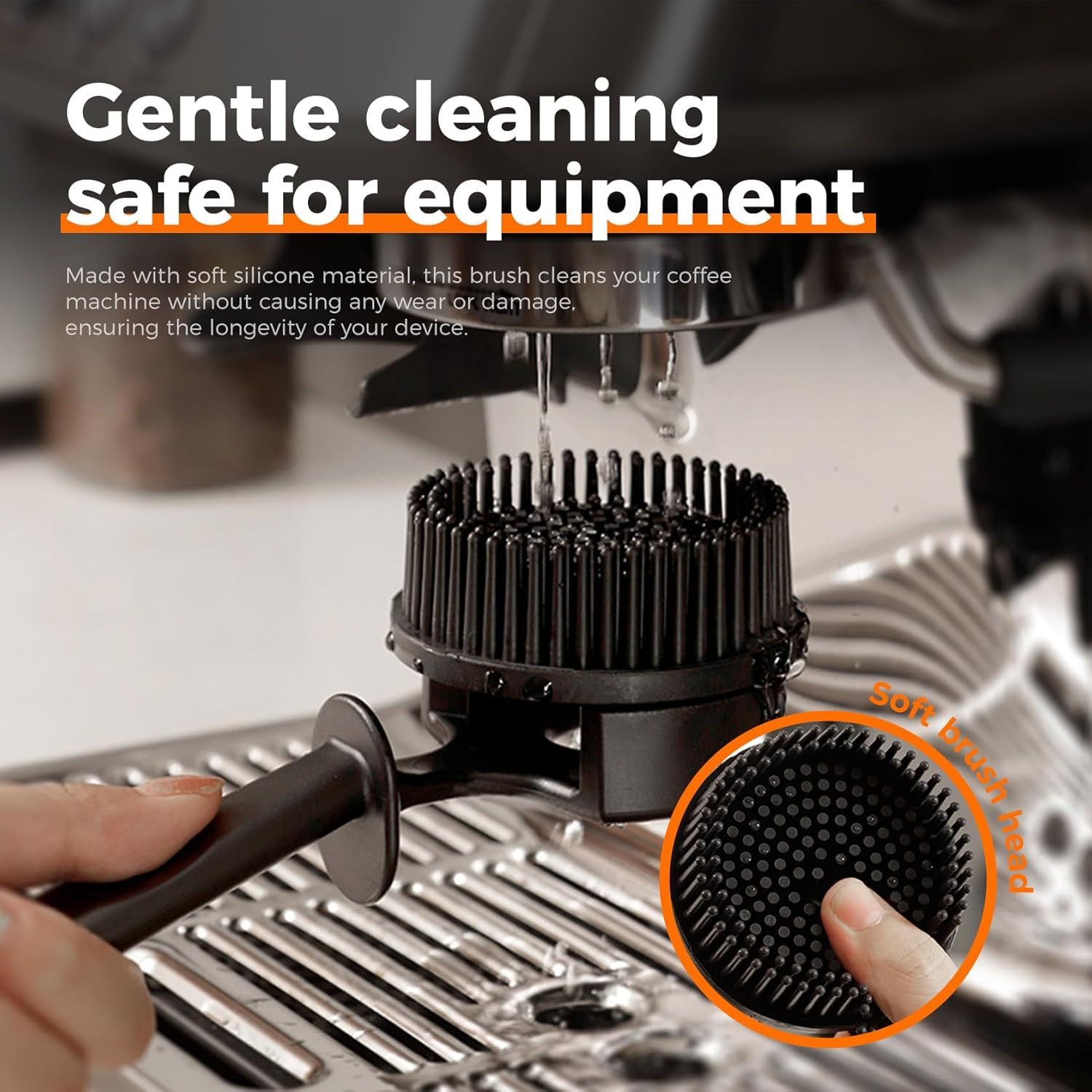 Cleaning Brush, Caffobiz Silicone Brush 58Mm Espresso Machine for Breville - Non-Scratch Portafilter, Caffobiz with Extra Replacement Head, Soft Silicone Washing Bristles, for Home Hotel, Cafe, Pub image number 2