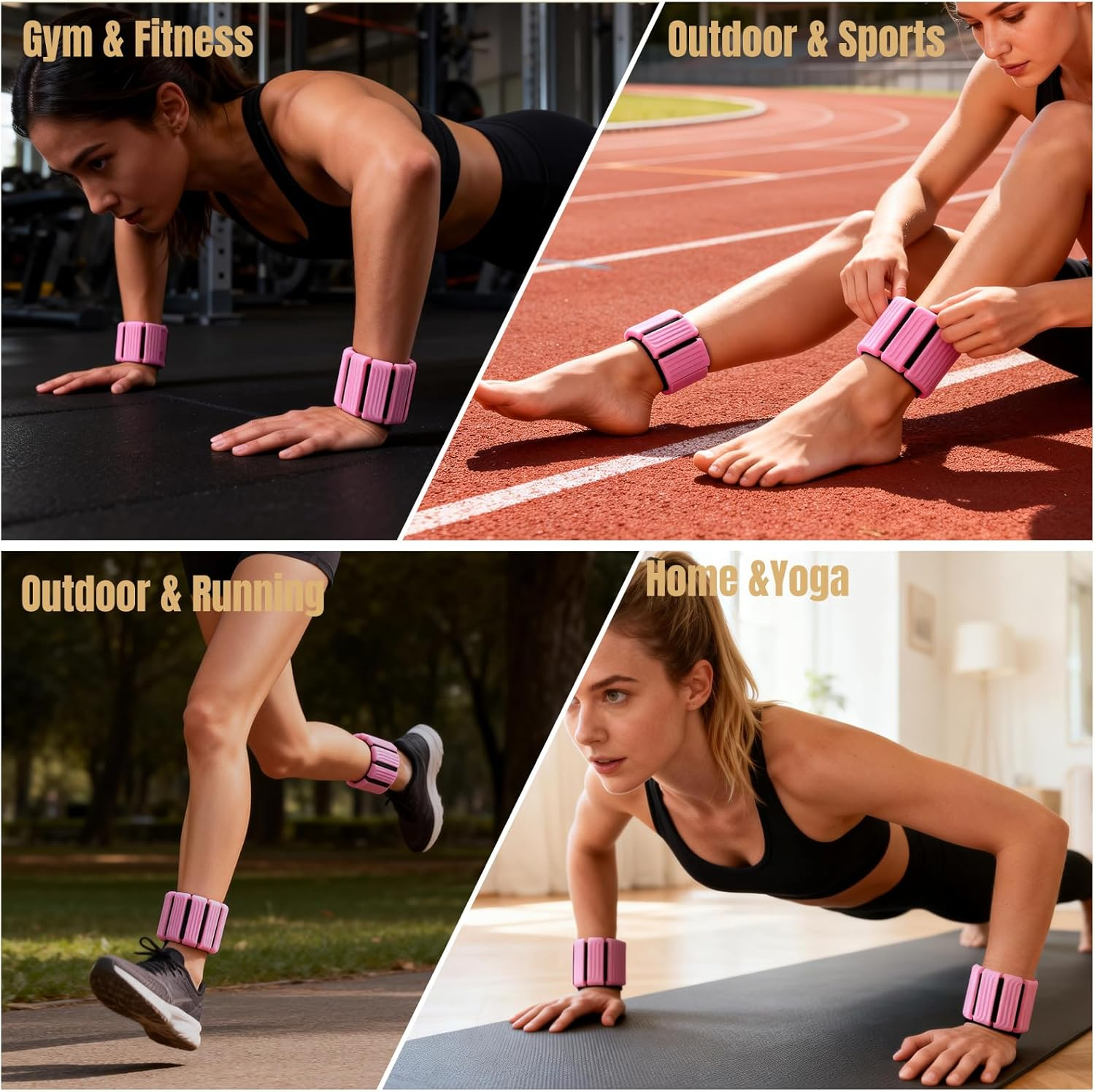 Pilates Wrist and Ankle Weights for Women and Men, 2 Lbs Set 1LB Each Adjustable Weighted Bangles, Arm and Leg Weights for Walking, Yoga, Training, Exercise, Running, Fitness image number 5