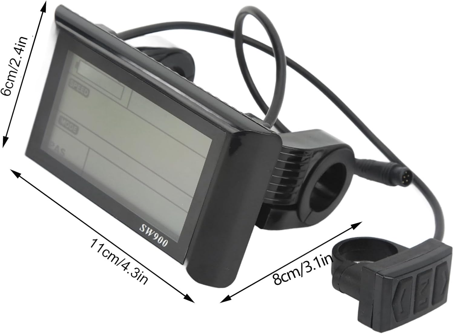 Changor Electric Bike LCD Display, SW900 Waterproof Connector Compact Lightweight LCD Display Meter, Rad Power Bike LCD Display Upgrade Replacement for Electric Bicycles Scooters, 22.5/25.4/28.6Mm image number 2