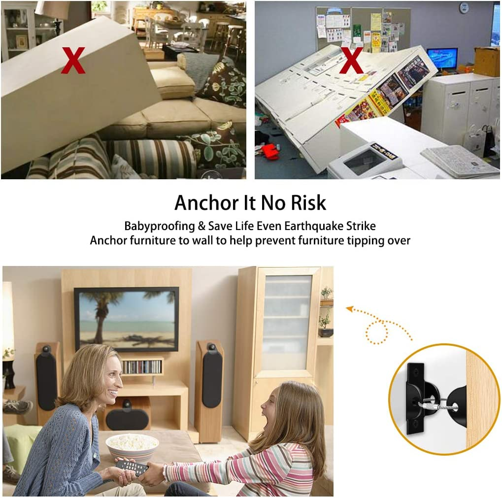 Furniture Anchors (6 Pack) Furniture Straps for Baby Proofing, Furniture Wall Anchors Metal Secure 400 Pound Falling Furniture Prevention Straps Child Pet Safety Straps Earthquake Resistant image number 3