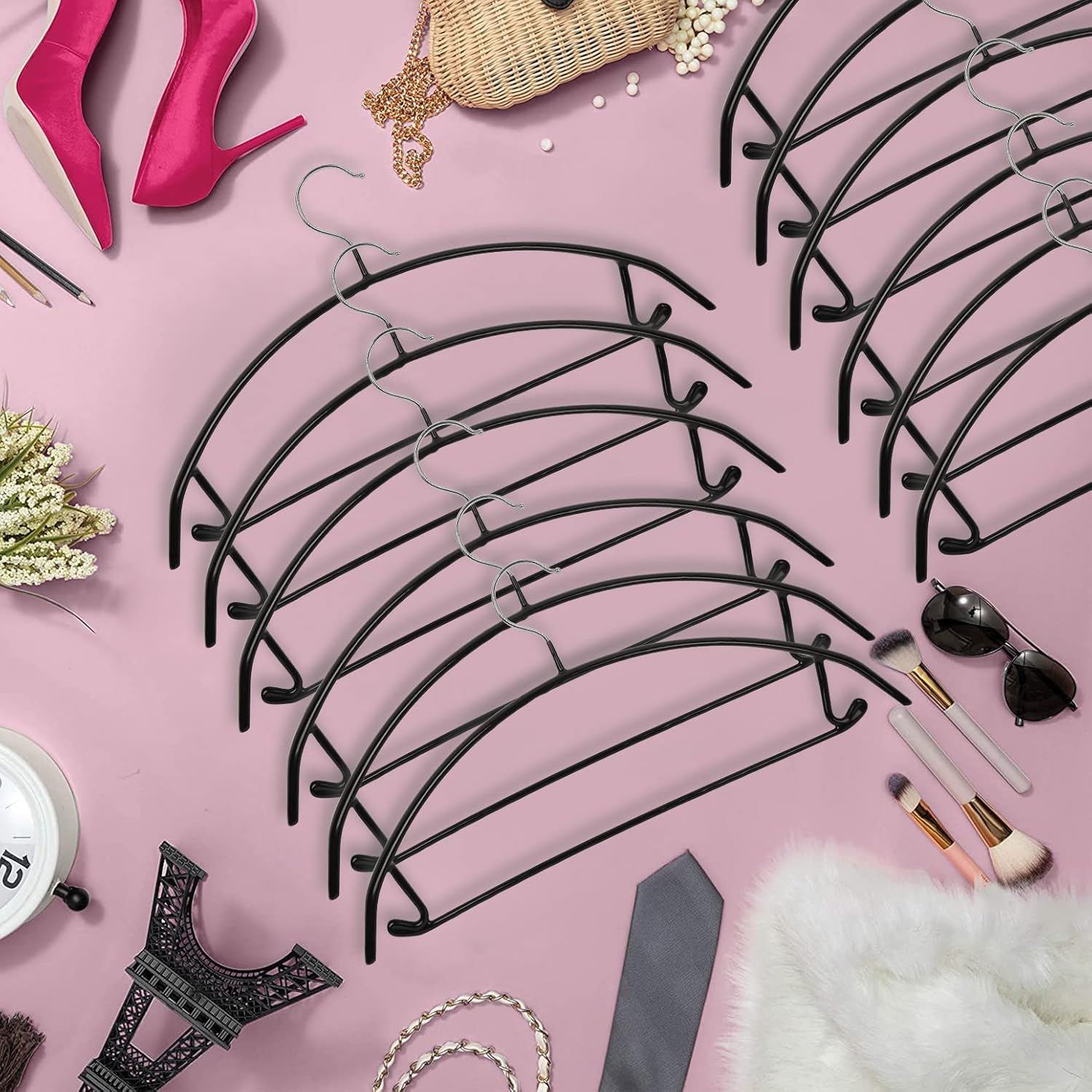 Coat Hangers 30-Pack No Bump Rounded Clothes Hanger, Metal with Soft Non-Slip PVC Coating - Black No-Soulder Bumps (Bump Free) Strong Arc Hangers for Dress, Jacket, Jumper, Suit, Pants Heavy Clothing image number 6