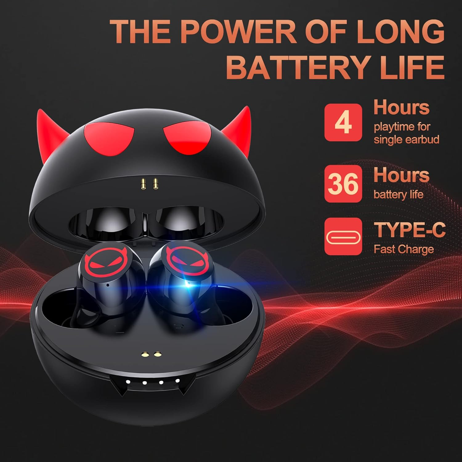 Personalise Bluetooth Headphones,Intelligent Touch,Noise Cancelling Wireless Earbuds,Bass Boost Stereo Sound,36H Playtime and IPX5 Waterproof,With 3(S M L)Ear Cups,Kids Wireless Earbuds for Small Ears - Black B85 image number 5