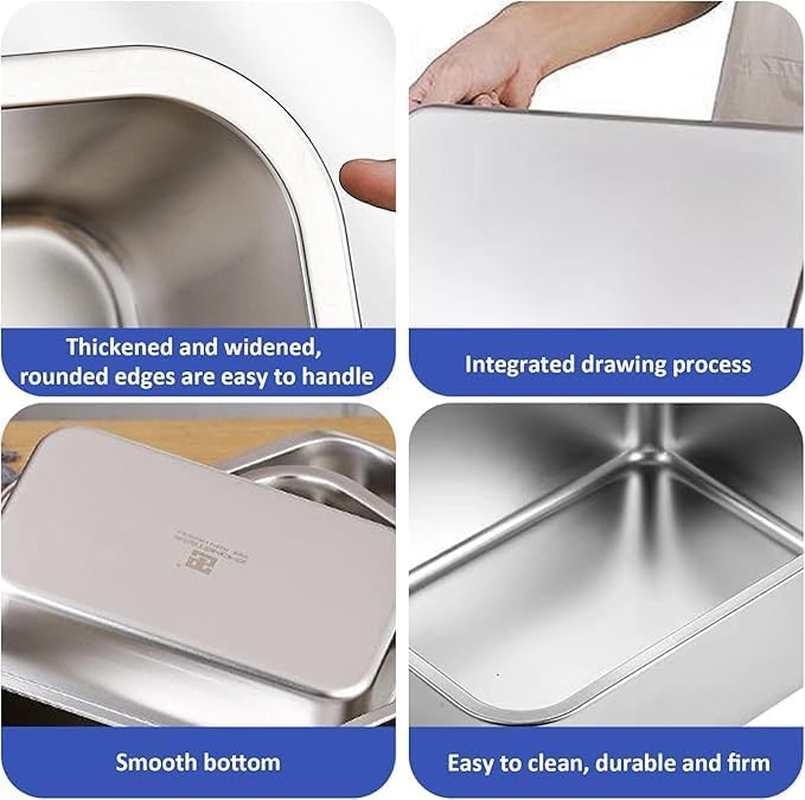 Stainless Steel Cat Litter Box, Odorless Metal Cat Toilet with High Sides, Rustproof Pan Tray for Big and Small Cats, Rabbits, Easy Clean Non Stick Smooth Surface (45Lx35Wx15H) image number 5