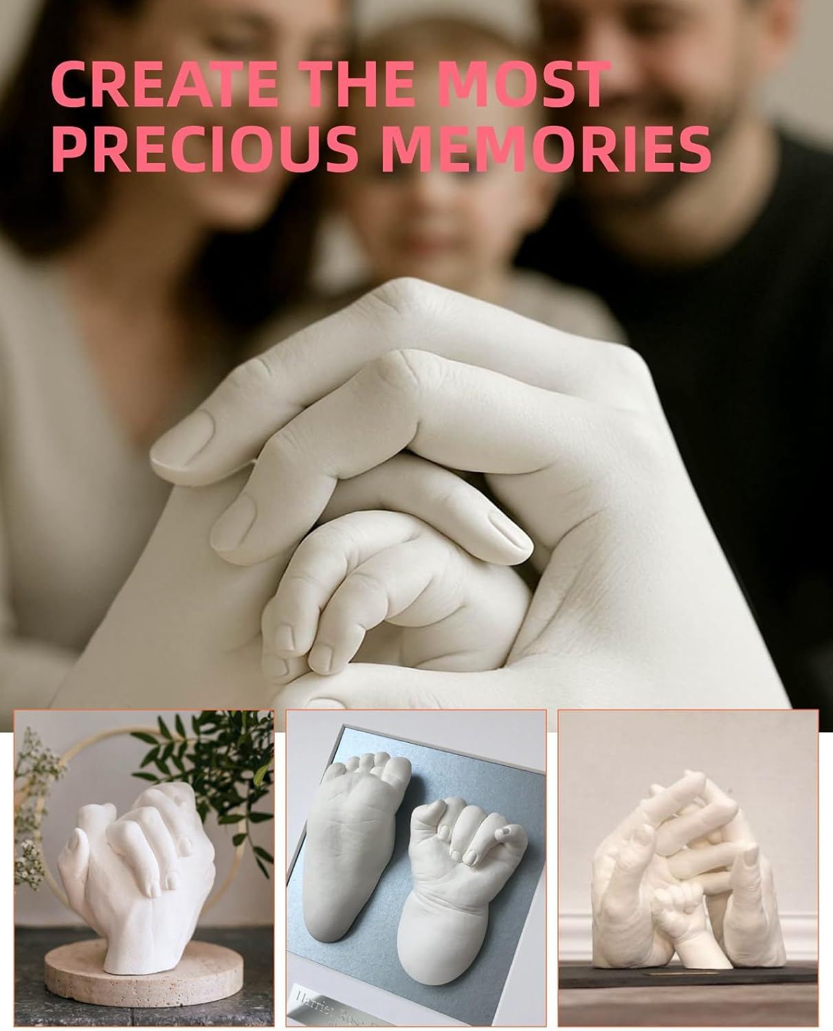 Couples Hand Casting Kit with Wooden Support, DIY Plaster Mold Keepsake for Hands, Perfect Wedding, Anniversary, Birthday, and Valentine&rsquo;S Day Suitable for Him and Her