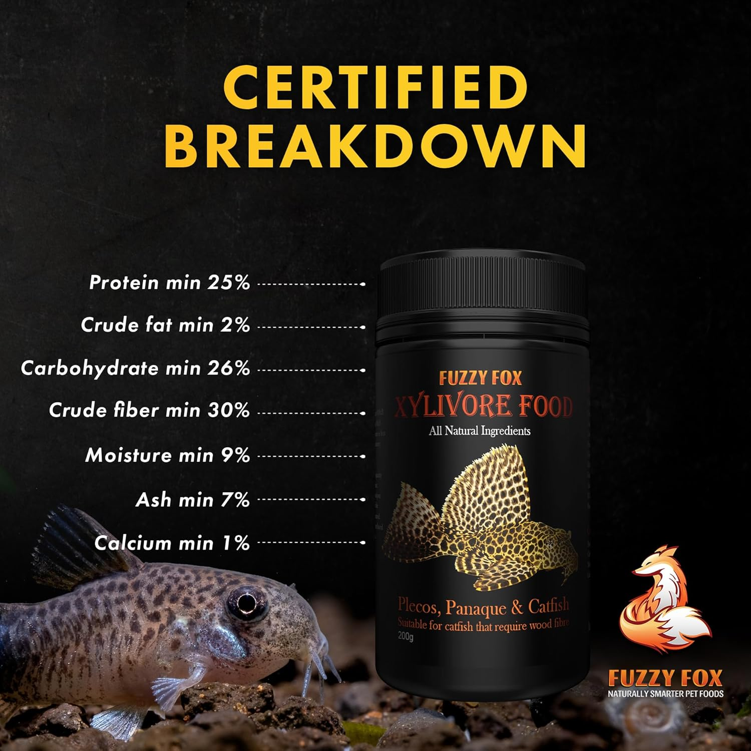 Fuzzy Fox Xylivore Gel Mix Fish Food, Wood-Based Nutrient Powder with Spirulina, Vitamin C, and More for Sucker Fish, Plecos, Cat Fish & Aquatic Pets, 700G image number 6