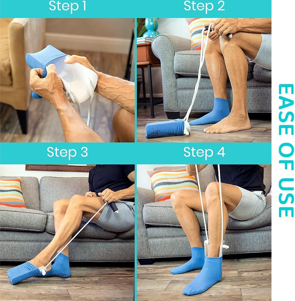 Sock Aid Tool &ndash; Easy on & off Stocking Helper for Elderly, Pregnant, Diabetics &ndash; Compression Sock Slider with Pulling Handles &ndash; Mobility Assistance Device for Seniors & Limited Mobility Users image number 4
