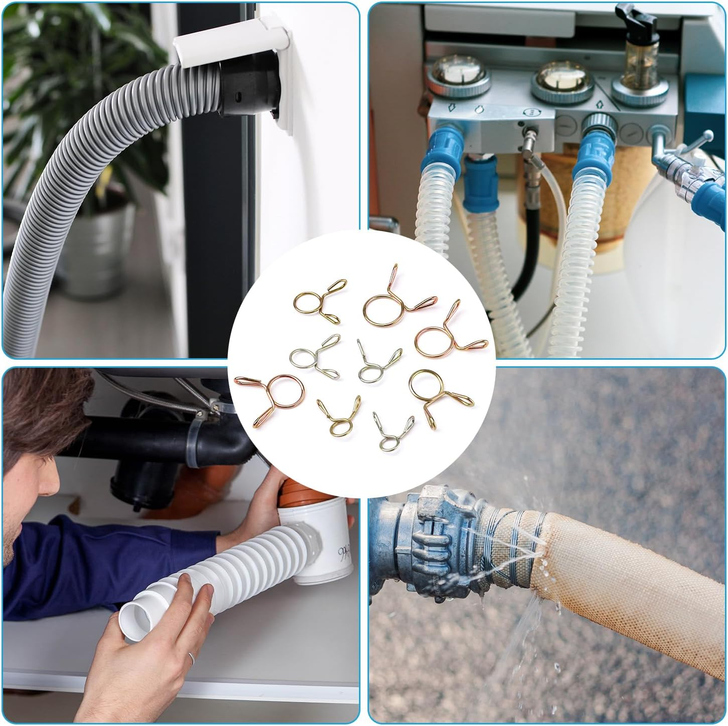 330Pcs Spring Hose Clamps, 5-13Mm Elastic Hose Clamp Small Hose Clamps Water Pipe Spring Clips Air Tubing Spring Clamps Fuel Line Hose Clamp for Moto Scooter ATV image number 5