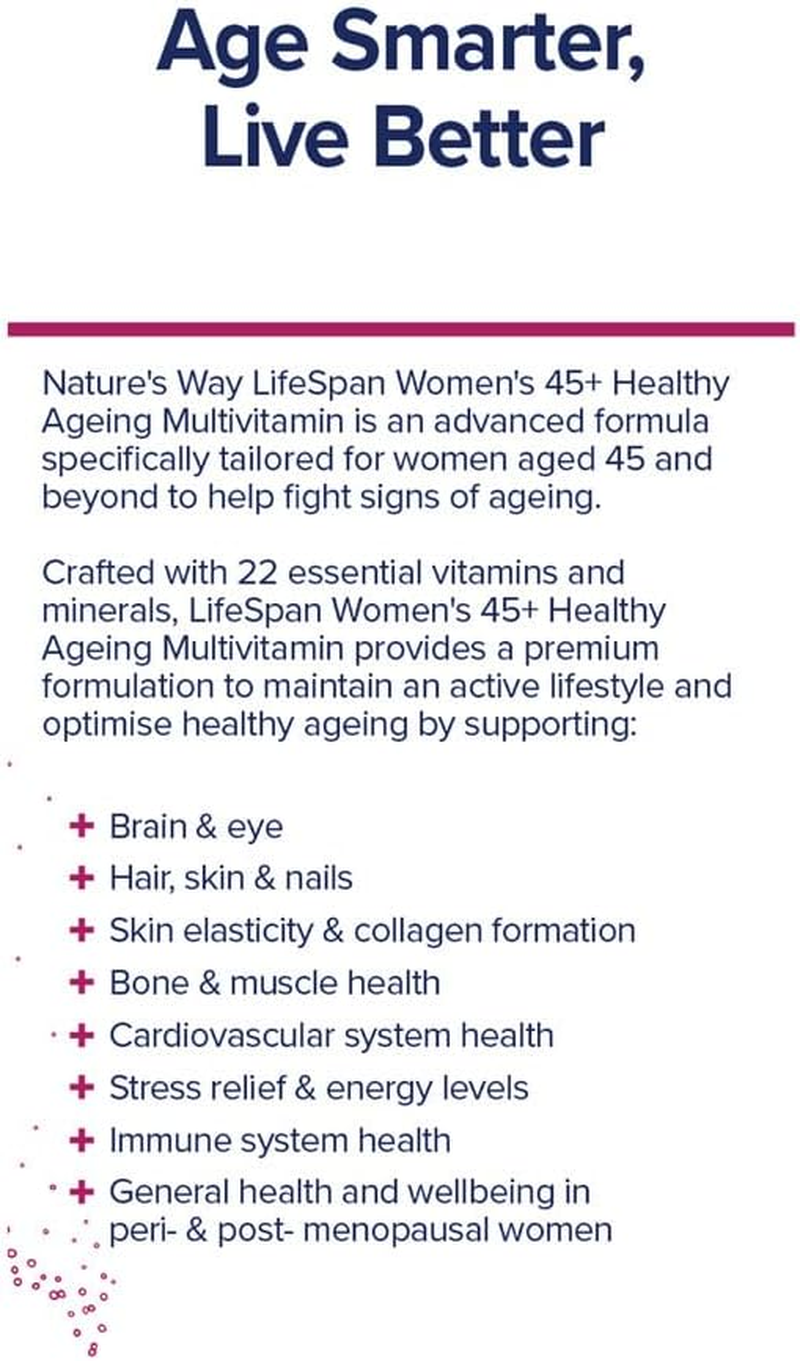 Nature'S Way Women'S Lifespan 45 plus Healthy Ageing Multivitamin 60 Tablets image number 3