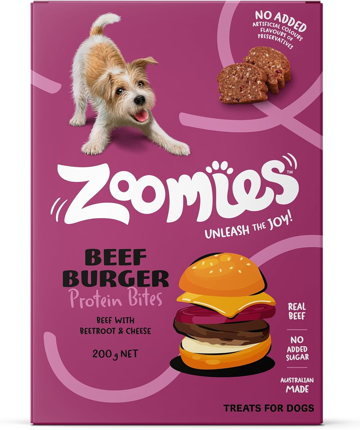 Zoomies Burger Beef with Beetroot and Cheese Treats for Dogs 200 G image number 1