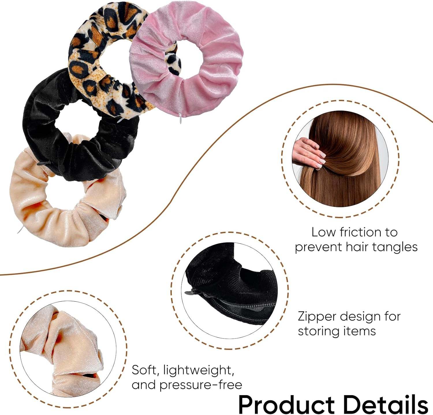 Pack of 4 Hair Bands with Zip, Travel Gadgets Hiding Money, Gadget Secret Compartment Holiday, Women Money Hiding, Safe Travel, Storage, Beach Hiding Valuables at Home image number 1