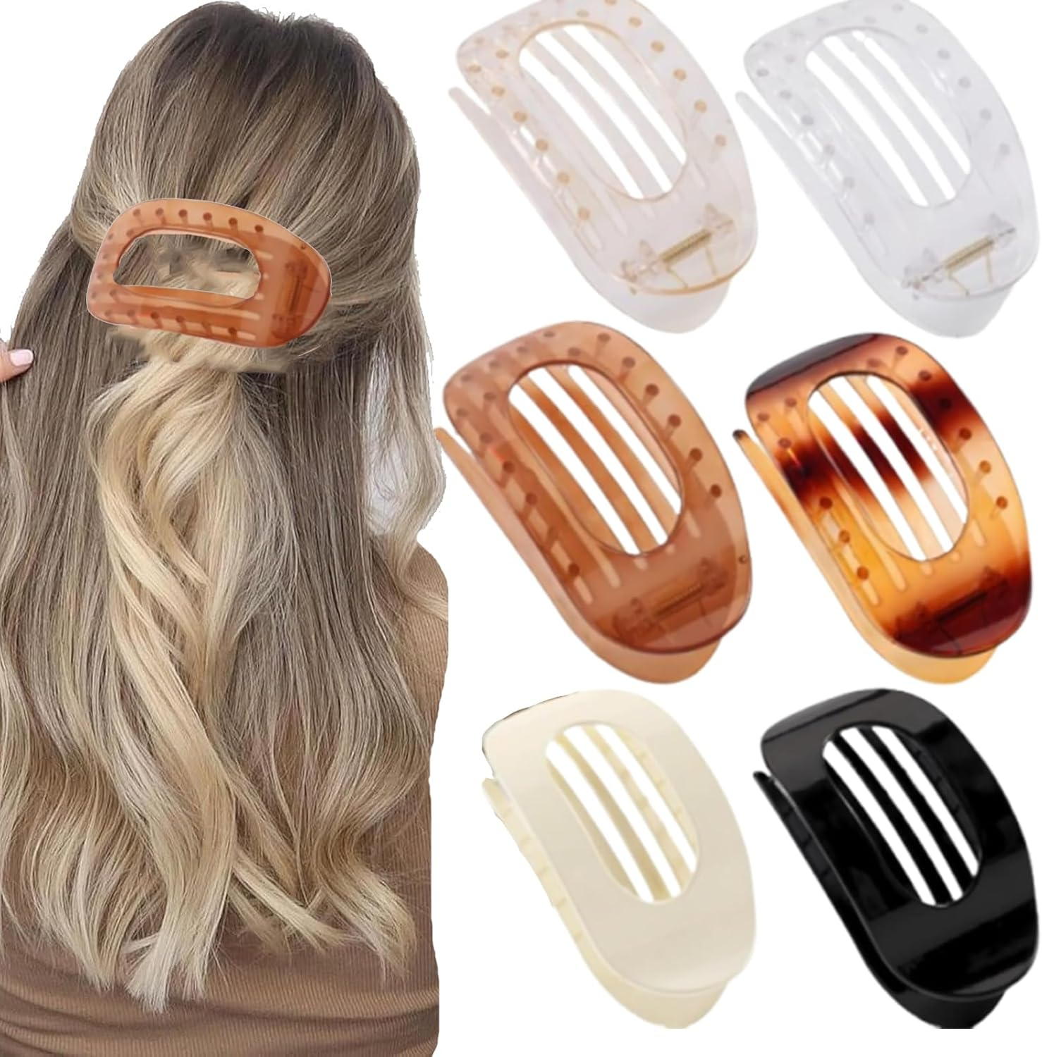 Set of 6 Flat Hair Clips, Flat Hair Clips, Flat Hair Clips, Flat Hair Clips, Women'S Elegant Hair Clips for Everyday, Party and Styling, Gift for Women (6 Colours) image number 6