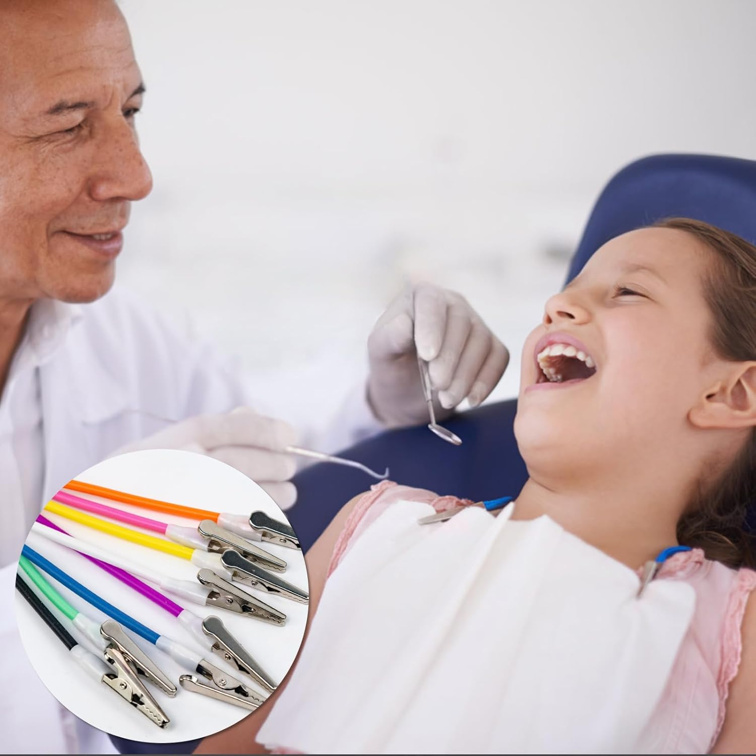 8Pcs Bib Clips Dental Metal Napkin Holder Clip Colorful Silicone Dentist Bib Holder Clip for Napkin,Bib,Face Mask (Multicolor Series) image number 6