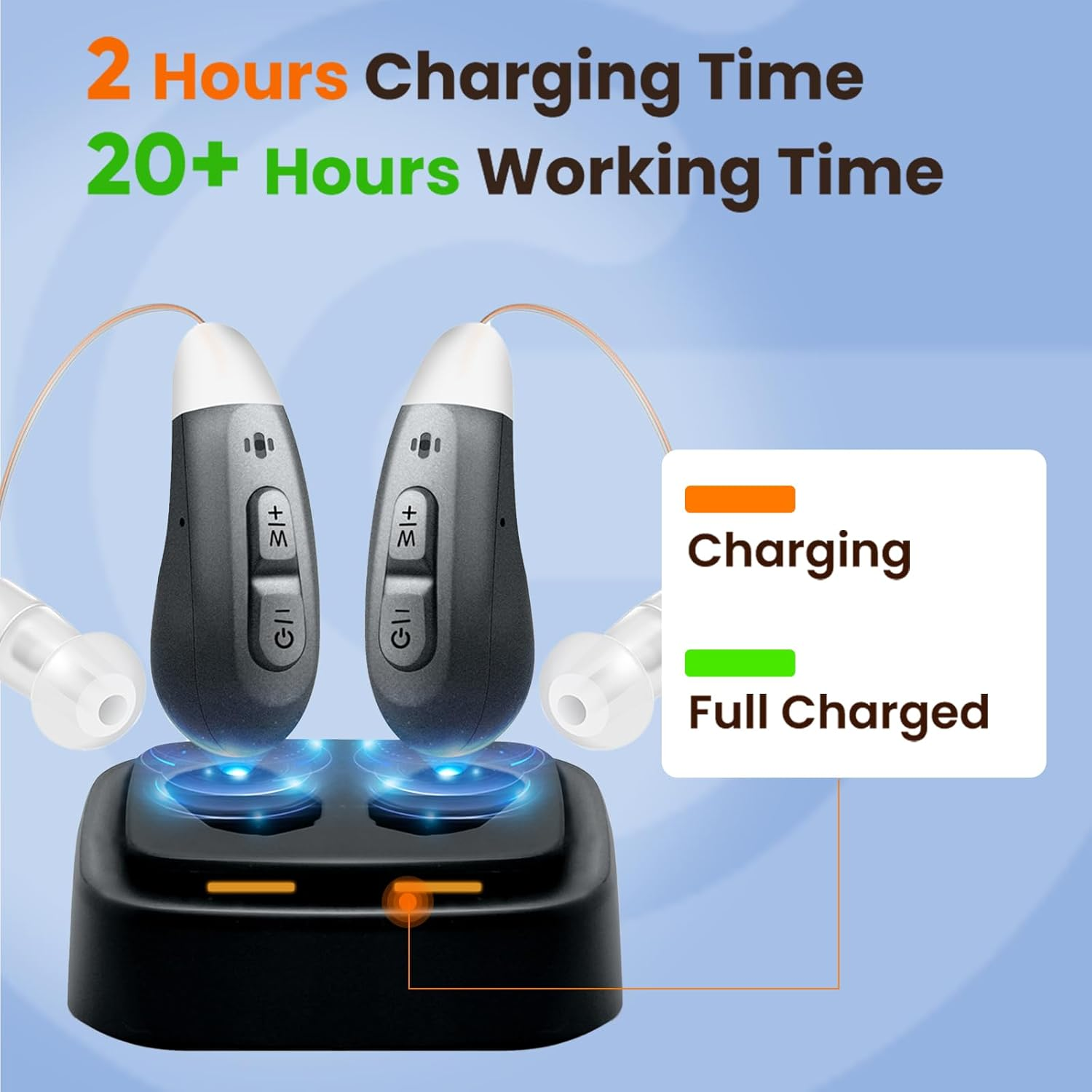 JINGHAO Hearing Amplifier Aids Rechargeable for Seniors Adults Auto Power on off with Portable Charging Case image number 2