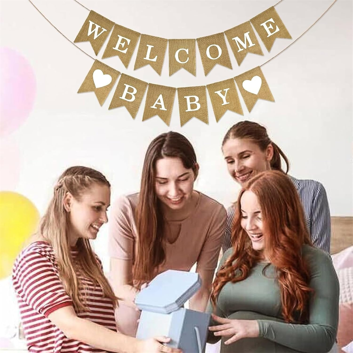 Pre-Strung Welcome Baby Burlap Banner Baby Shower Sign for Backdrop Baby Arrival Banners Gender Reveal Party Decorations image number 4