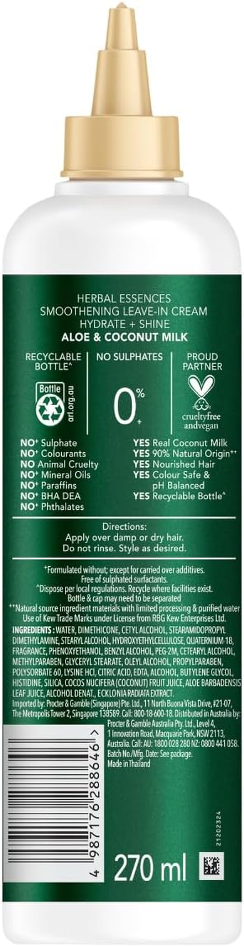 Herbal Essences Bio Renew Smooth Leave-In Cream Aloe & Coconut Milk 270Ml Condit image number 4