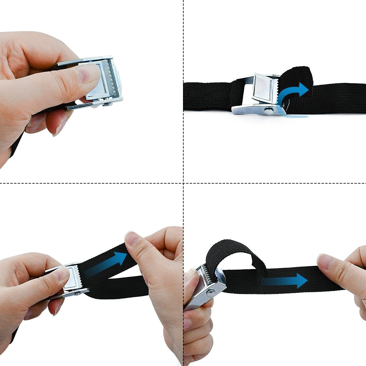 2PCS Lashing Straps with Buckles Adjustable, up to 600Lbs,Tie down Straps for Motorcycle, Cargo, Trucks,Trailer,Luggage (1" X 3.3') image number 4