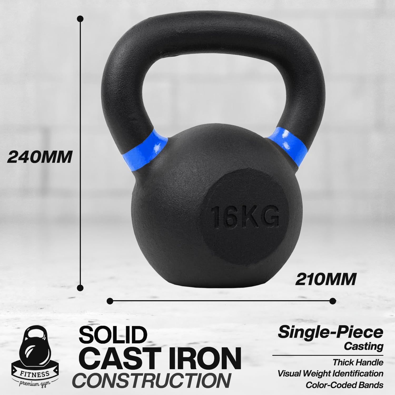 METEOR Essential Solid Cast Iron Kettlebell - Great for Full Body Workout and Strength Training Weightlifting image number 4