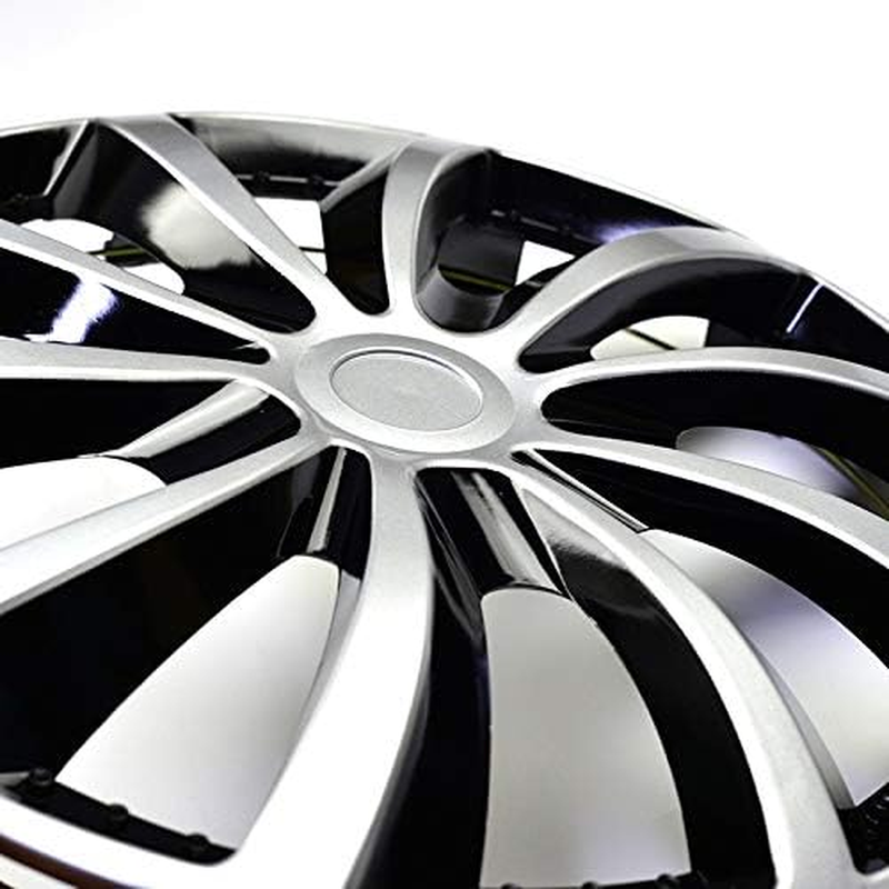 QXKSPG ABS 1 Piece 14" Wheel Hub Cap Cover R14 Rim Center Cover 10 Wheel Spoke Clip on Hubcap Car Refit Wheel Trims Set image number 5