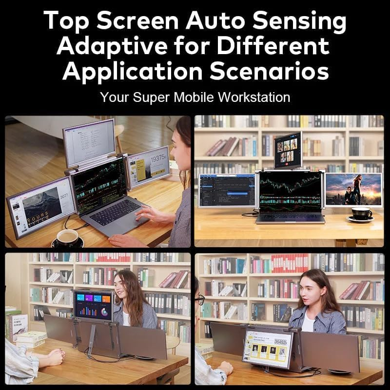 Trion 16" FHD Portable Monitor Quad Screen with One-Cable Triple Display Screen Extender for Laptops (Win10+, Mac M1/M2/M3 (1 Year AU Warranty) image number 5