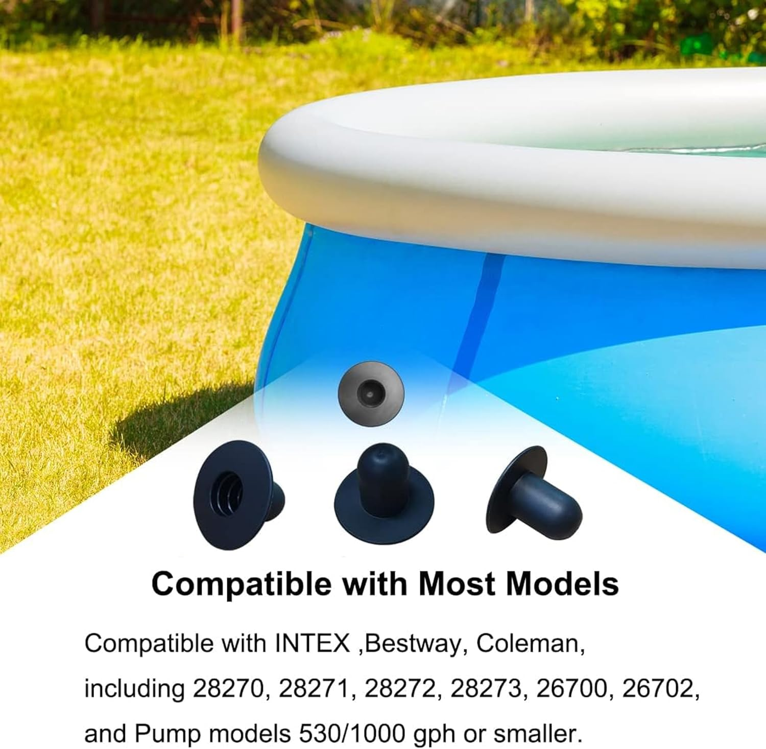 6 PCS Pool Strainer Wall Plugs for above Ground Swimming Pools Stopper Replacement Compatible for Intex & Bestway (Black) - Blue(4 Pcs) image number 2