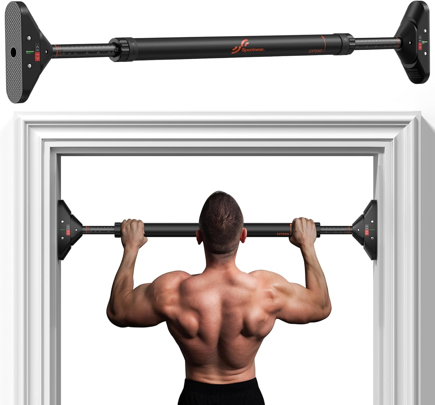 Sportneer Pull up Bar: Strength Training Chin up Bar without Screws - Adjustable 75-94Cm Width Locking Mechanism Pull-Up Bar for Doorway - Max Load 200Kg for Home Gym Upper Body Workout Non-Slip image number 5