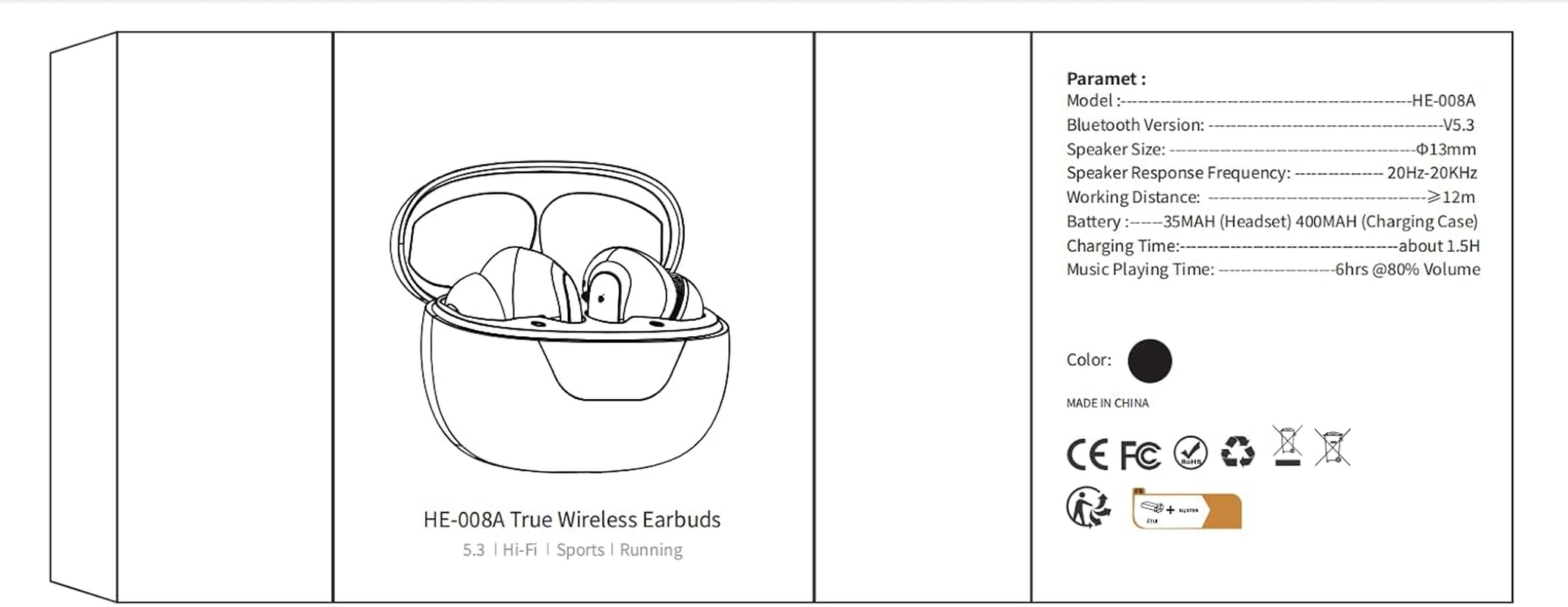 Satyamarket True Wireless Earbuds | TWS | Bluetooth V5.3 | Latest Hifi Stereo Model, Works with Iphone, Android, and Bluetooth Devices - Black image number 4