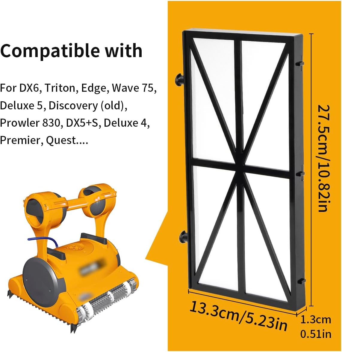 Wuyan 4 Pack Ultra-Fine Cartridge Filter Compatible with Dolphin DX6, Wave 75, Edge, Quest,Dx5+S Pool Cleaner Filter,Part 9991408-R4 image number 4