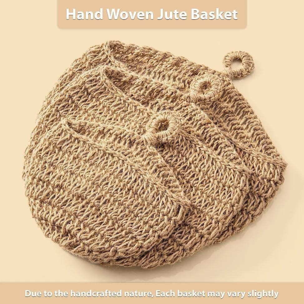 Crandek Boho Jute Hanging Basket - Wicker Hanging Fruit Basket for Fresh Produce Storage, Vegetable Keeper for Potato, Onion Garlic, Plant Holder - Handmade Kitchen Pantry Organizer (Small 6&times;10) image number 6