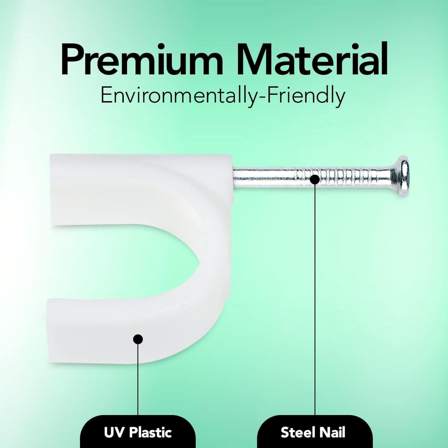 SNOKAY 100Pcs 8Mm round Cable Clips - Cable Holder for Wire Management - Skirting Wire Nail Clips - Tidy Solution for Ethernet, Electrical Cables, and Wires image number 2