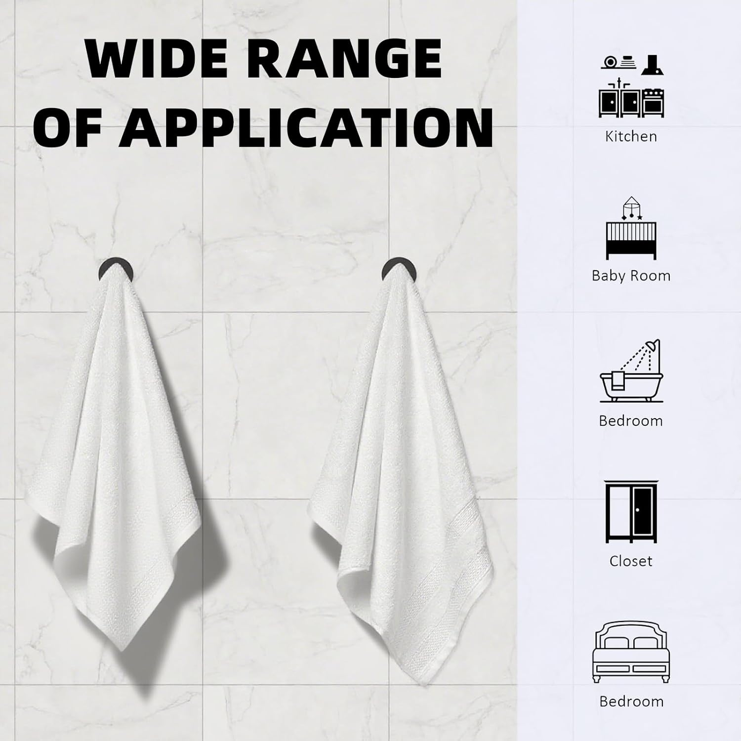 Suction Cup Hooks 4 Pcs Wall Hooks for Bathroom, Shower, Mirror, Towels, No-Drill, Waterproof and Rustproof (Black) 11 image number 5