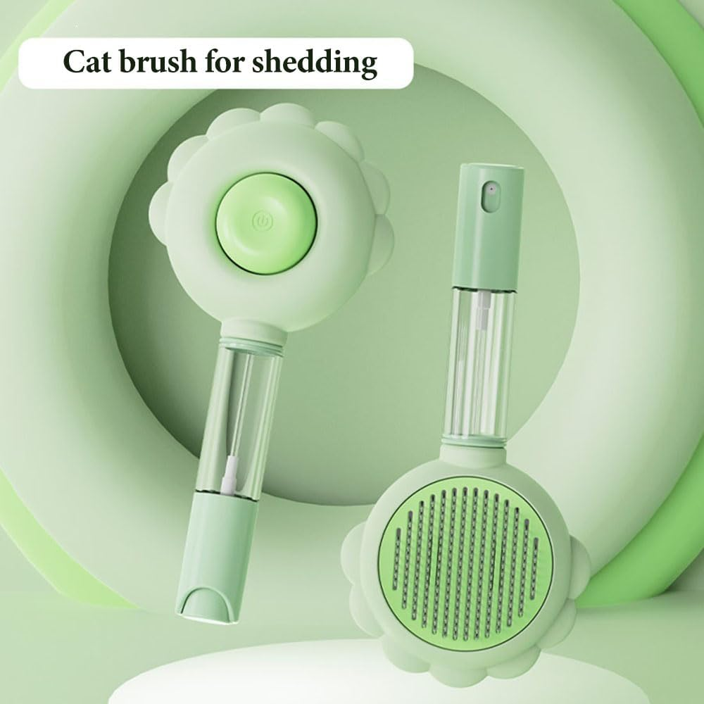 Spray Cat & Dog Brush for Shedding &ndash; Vamotto Self-Cleaning Pet Grooming Brush with Water Spray & One-Click Hair Release for Long/Short Haired Animals (Green) image number 4