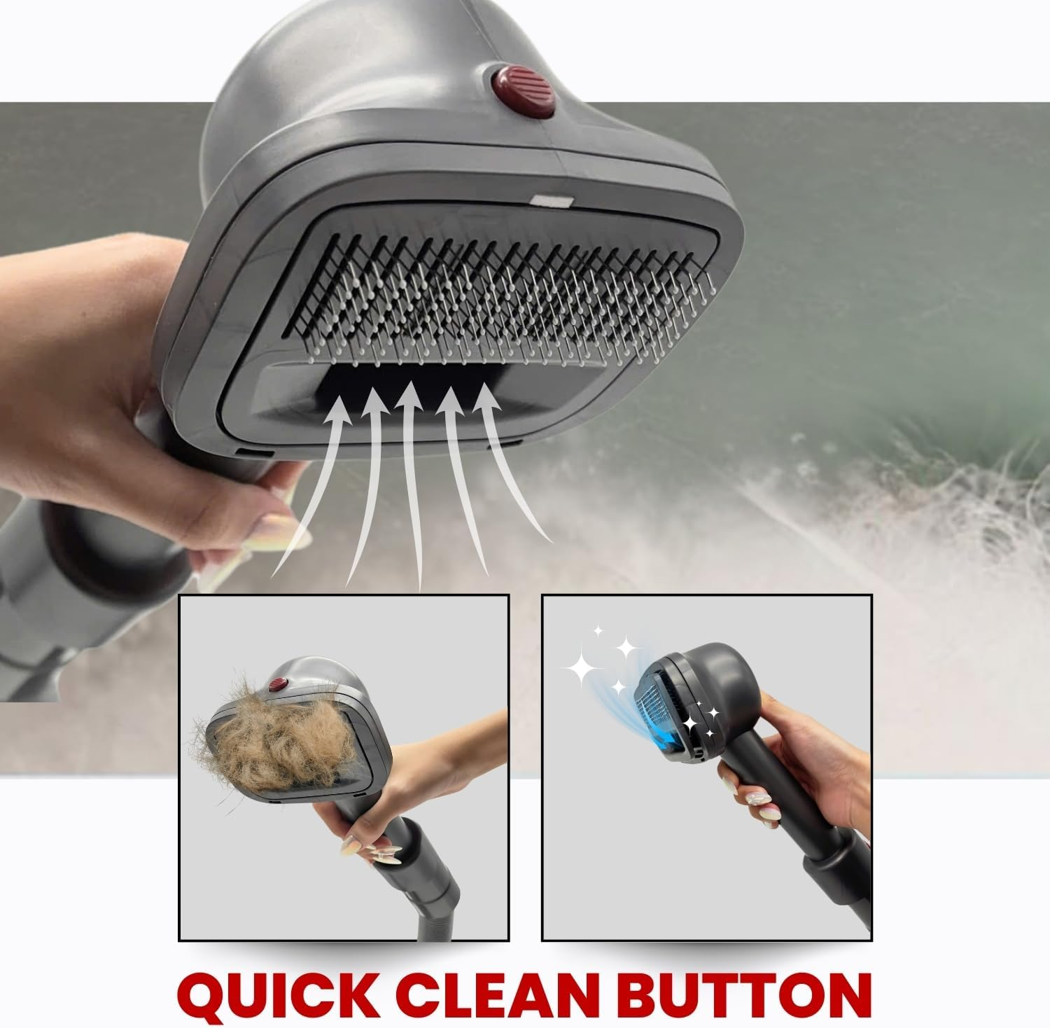 Dog Pet Grooming Brush & Extension Vacuum Hose Compatible with Dyson V11 V10 V8 V7 V6 Vacuum Cleaner with Quick Release Converter Adapter Groom Tool Attachment image number 4