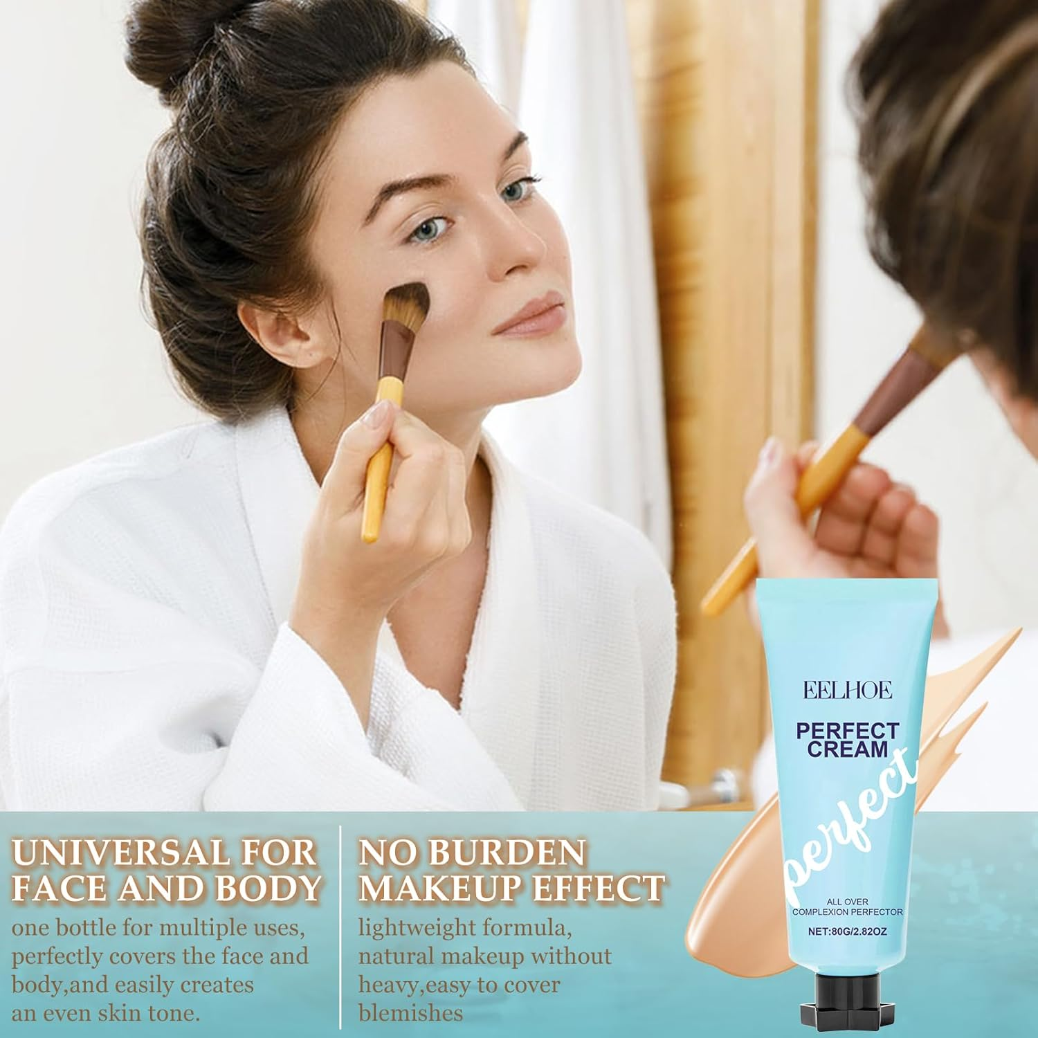 All-Over Complexion Perfector, Long-Lasting CC Cream Foundation, Hydrating Full Coverage Concealer, Cream Body Perfector, Natural Moisturising, Waterproof Transfer Resistant image number 4