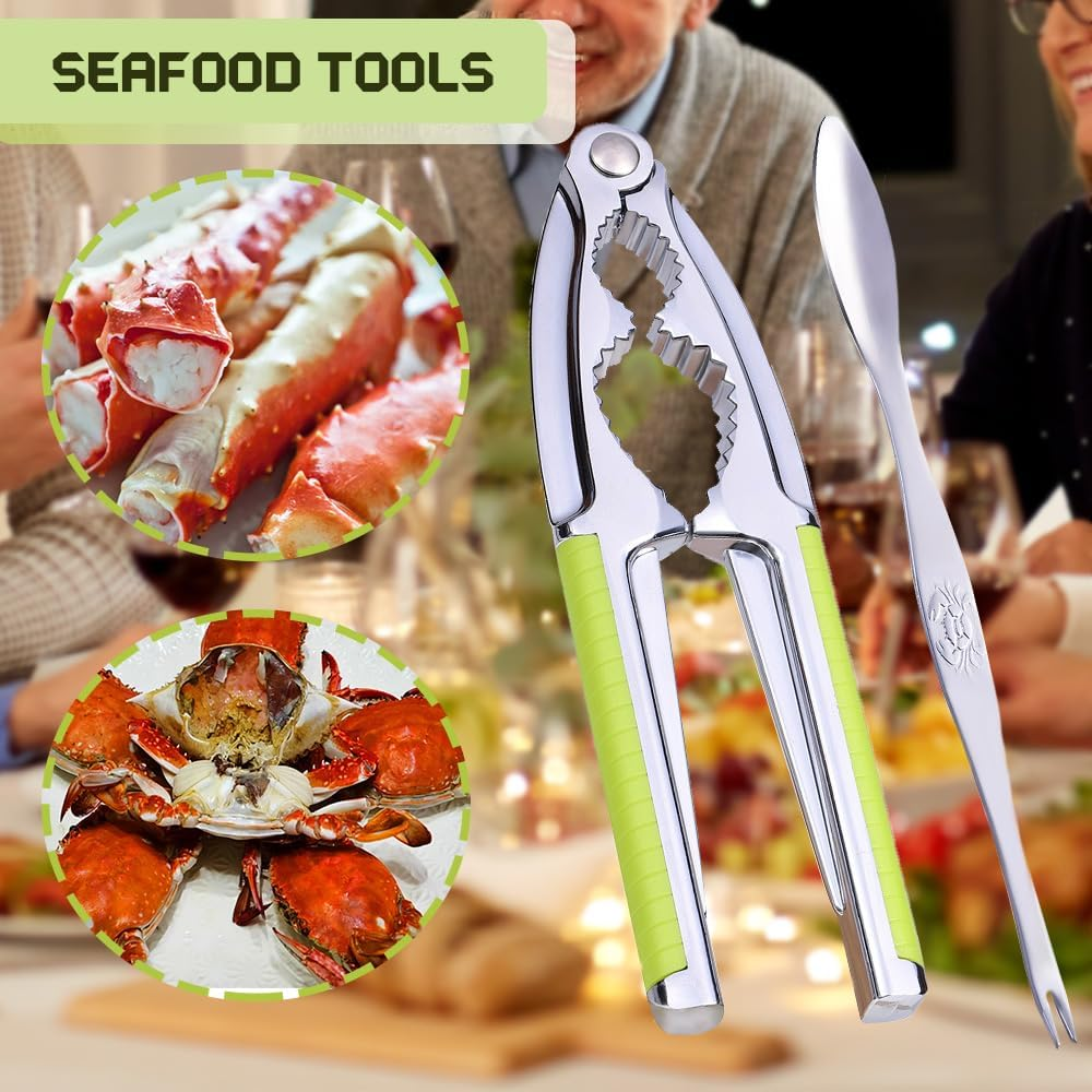 Nut Cracker, Nutcracker, Seafood Tools, Walnut Cracker for All Nuts, Heavy Duty Shell Cracker with 2 PCS Forks/Picks, Lobster Crab Crackers with Non-Slip Handle image number 4
