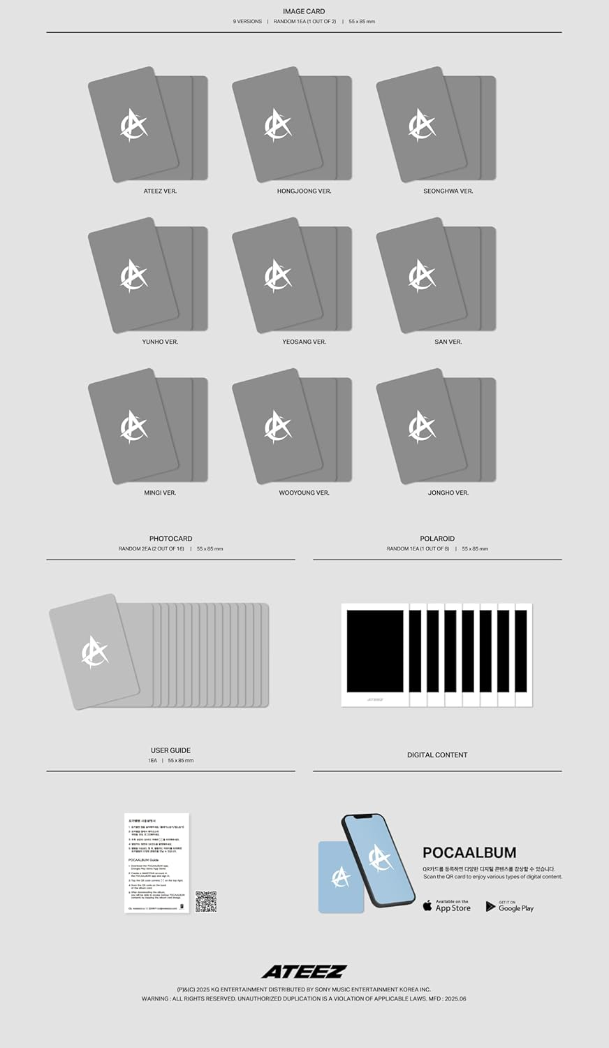 ATEEZ GOLDEN HOUR : Part.3 POCA Random Version Photostand+2Ea Sticker+1Ea Qrcard+1P Image Card+2P Photocard+1P Polaroid+1Ea User Guide+Tracking Sealed image number 1