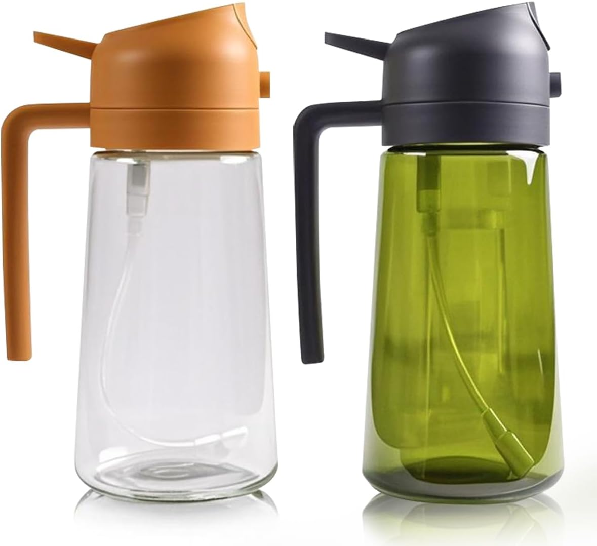 Dark Olive Oil Spray and Pour Bottle, 16Oz/470Ml, Glass, Sunlight Protection, Dual-Purpose Design, Leak-Proof Sealing, Cooking, Outdoor Activities image number 1