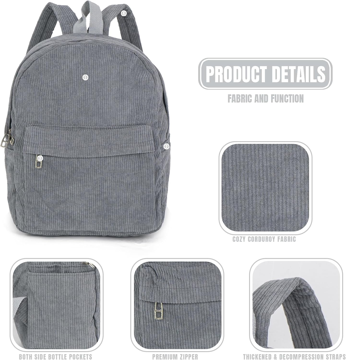 MT WORLD Corduroy Backpack,Personalized College Backpack,Vintage Bag,Casual Daypack,Lightweight Daypack,Laptop Backpacks image number 3