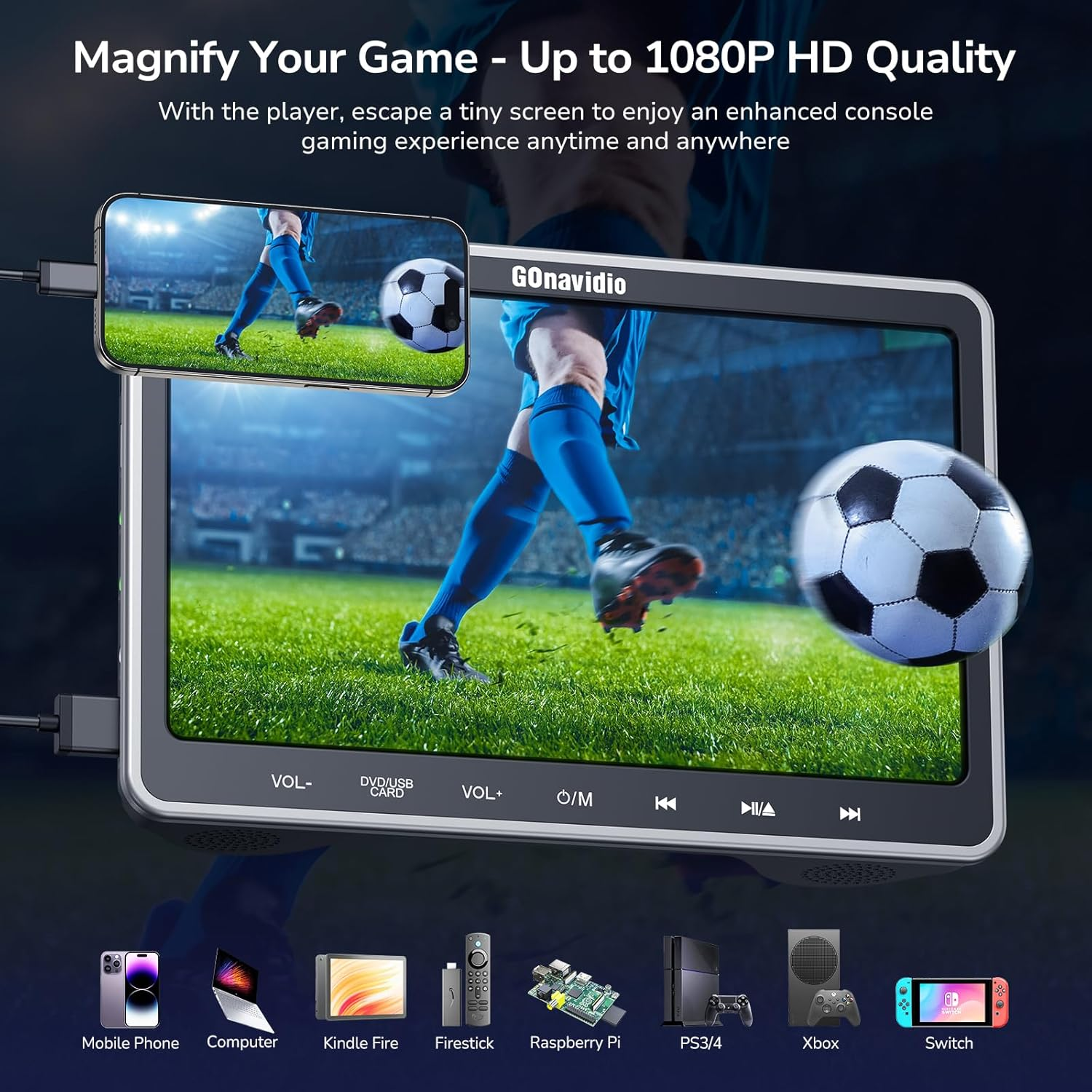 Gonavidio 10.1&rdquo; Dual Car DVD Player with HDMI Input, Car TV for Back Seat with Auto Suction-Type Disc In, Play a Same or Two Different Movies, 2 Headphones Mounting Brackets, USB/TF Card, Last Memory image number 1