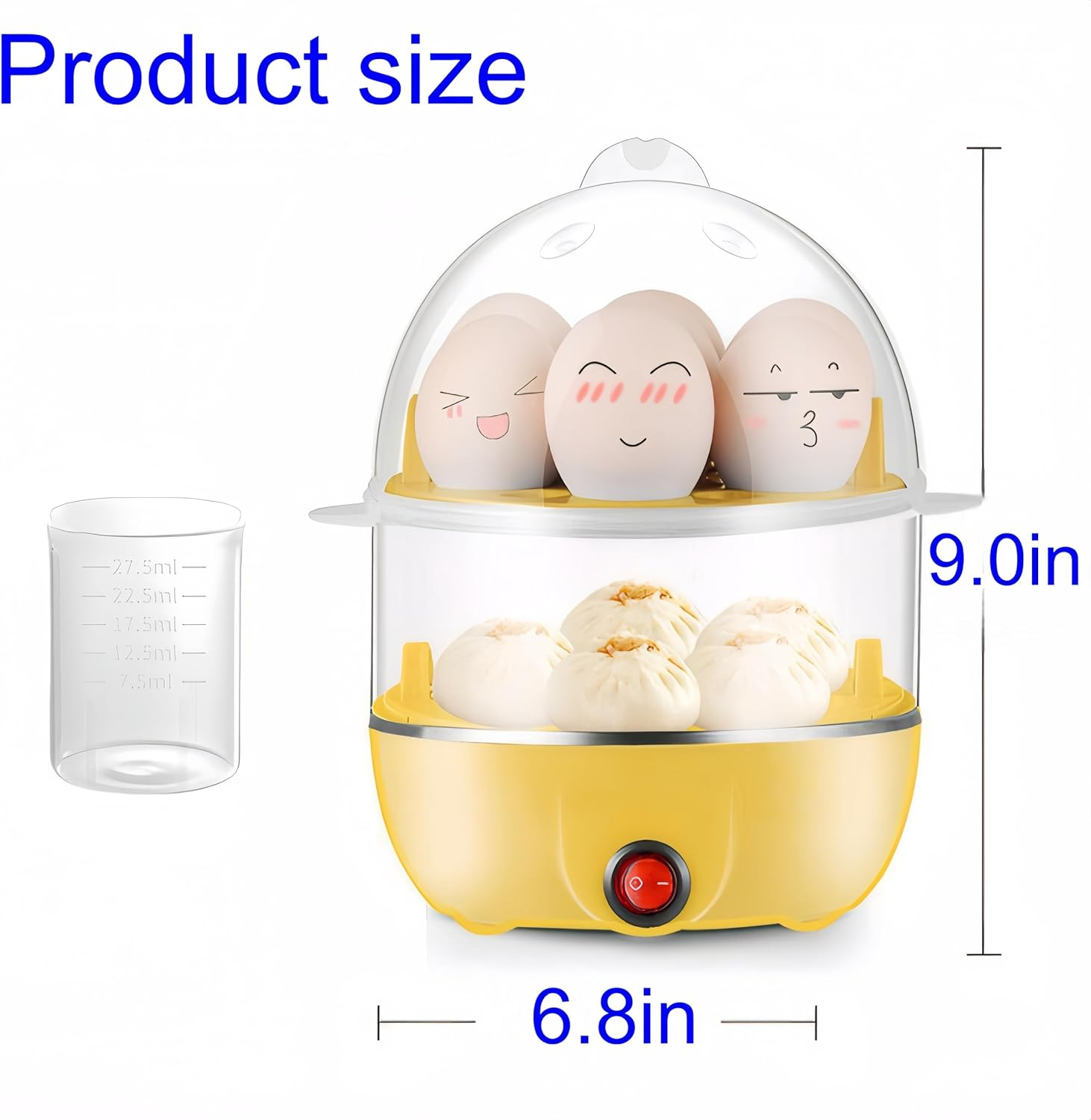 Febohao Egg Cooker Electric 14 Eggs Capacity Two Layer Egg Boiler Small Kitchen Appliances Food Steamer Egg Poacher with Water Measuring Cup image number 2
