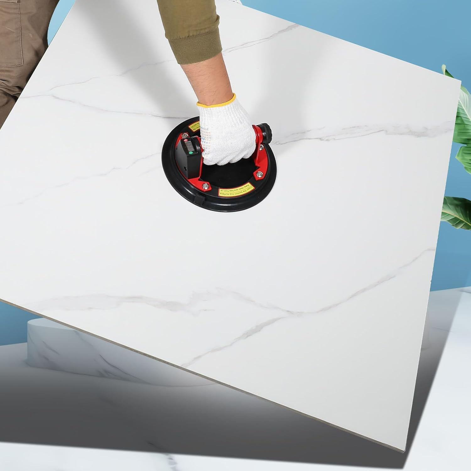 Electric Glass Suction Cup Lifter with Digital Display, 8IN Metal Handle Tile Suction Cup with Automatic Air Pumping Function, Suction Cup Handle for Glass/Granite/Tile/Metal Plate/Windshield, 1 Pack image number 5