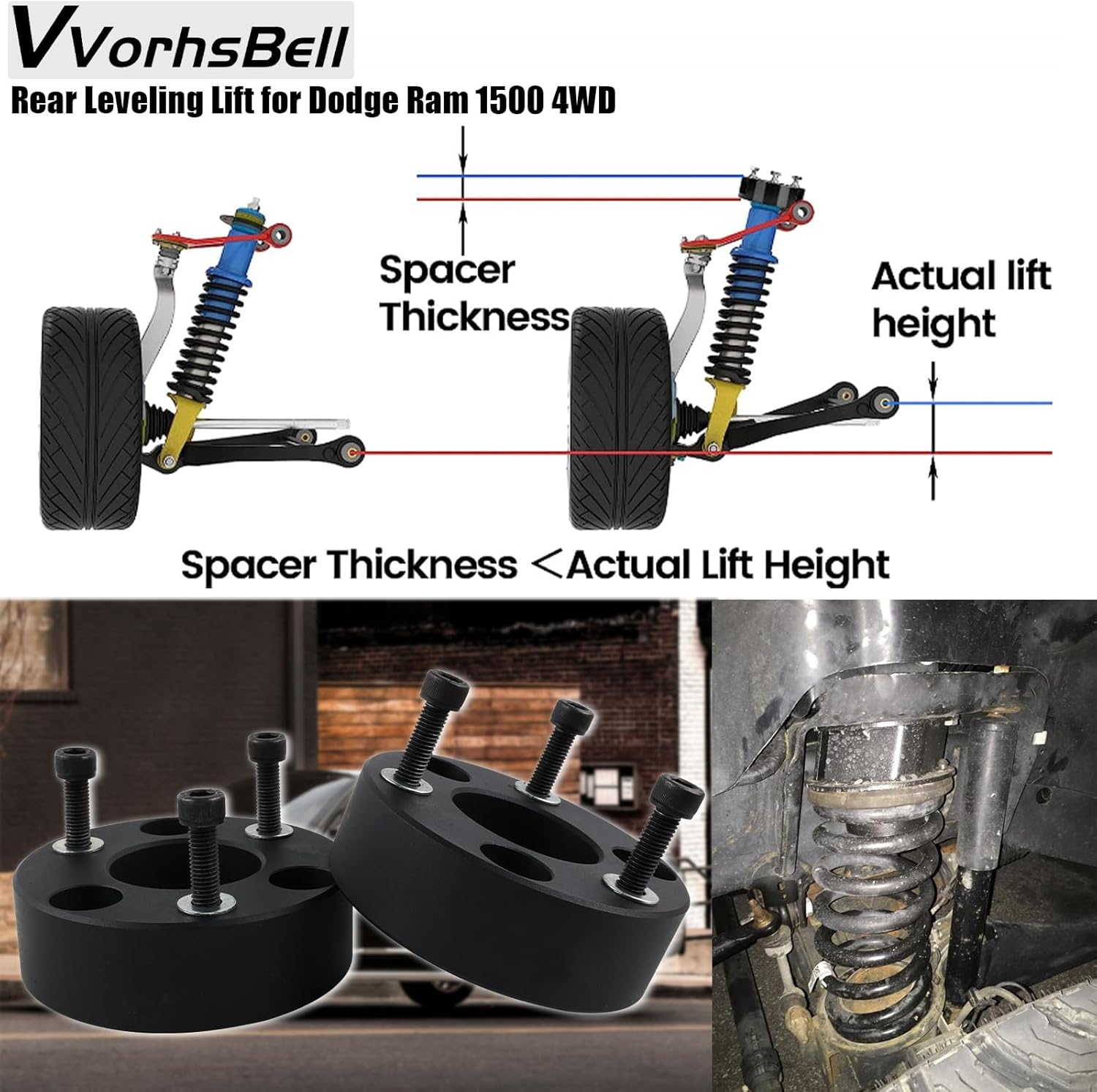 3" Front Leveling Lift Kits for 2009-2022 Ram 1500 4WD 4X4,3 Inch Front Strut Spacers for Dodge Ram Suspension Lift Kits image number 3