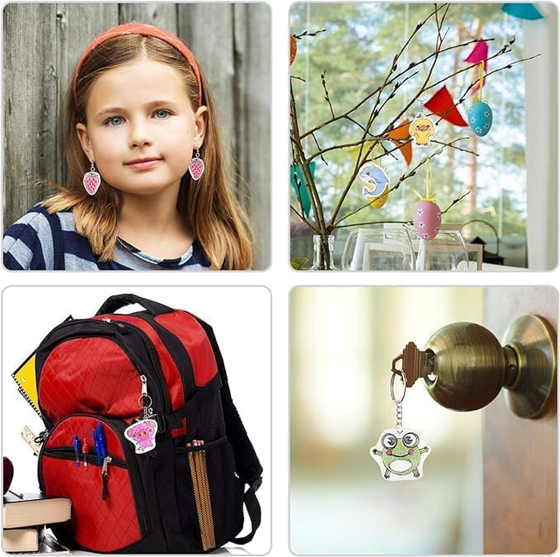 280 Pcs Heat Shrink Plastic Sheet Kit,Craft Kits,2 Pcs Luminous Shrink Sheets,4 Pcs Green Shrink Sheets,2 Pcs Shrinky Art Paper with Pattern and 12 Pcs Shrinky Art Paper,With 260 Pcs Craft Accessories,For DIY Ornaments Earrings Pendants or Creative Craft