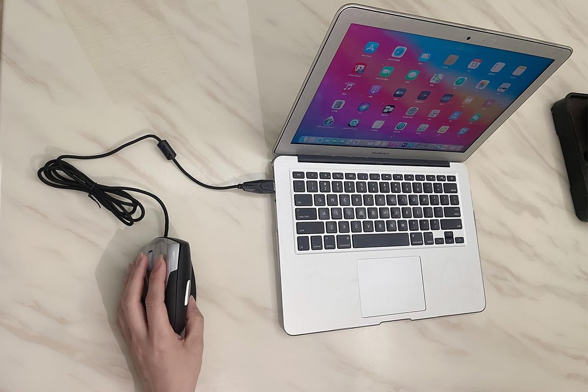 Luolaproject Wired Left Handed Ergonomic Mouse, Reduce Wrist Strain Handshake Optical Vertical Mouse, Compatible with Laptop, Desktop, Windows, Mac image number 5