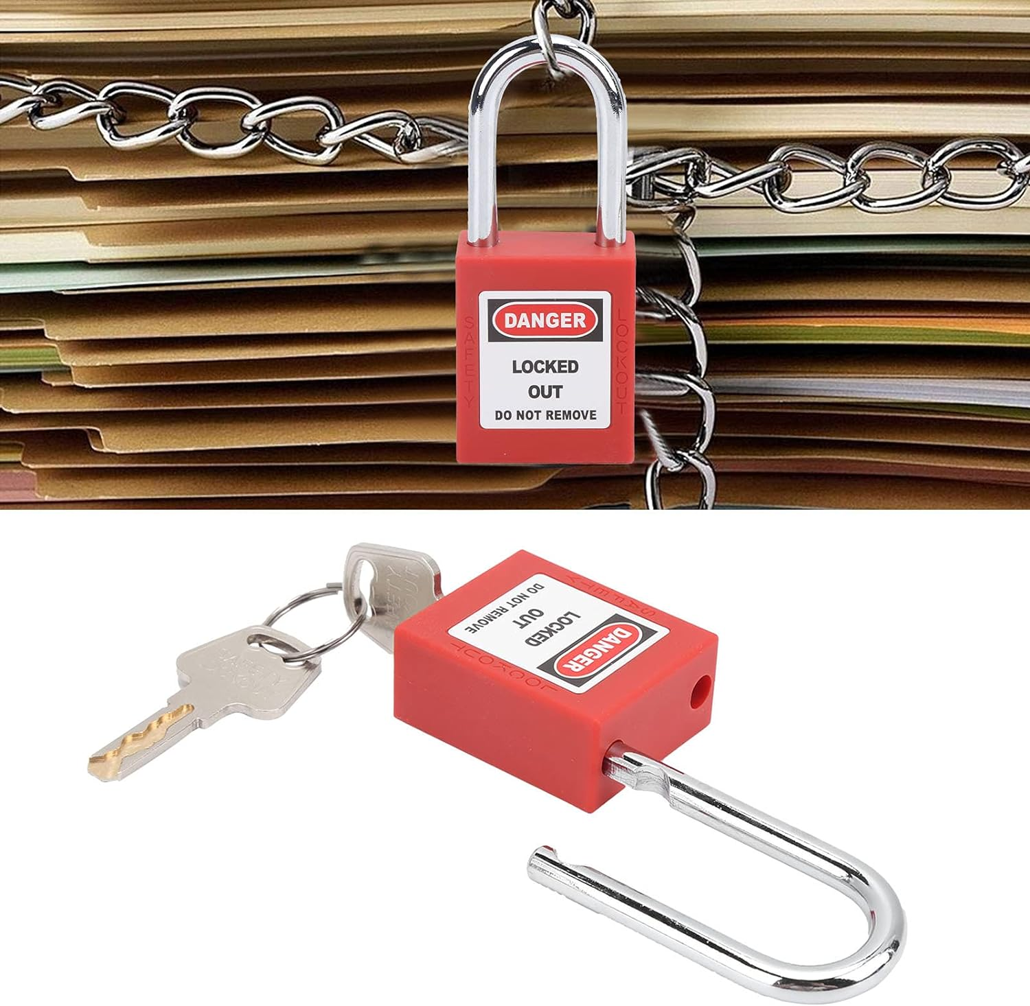 Lockout Tagout Padlock, anti Skid Design, 6 Special Shaped Billiard Lock Cores, with Writable Label for Equipment Maintenance image number 2